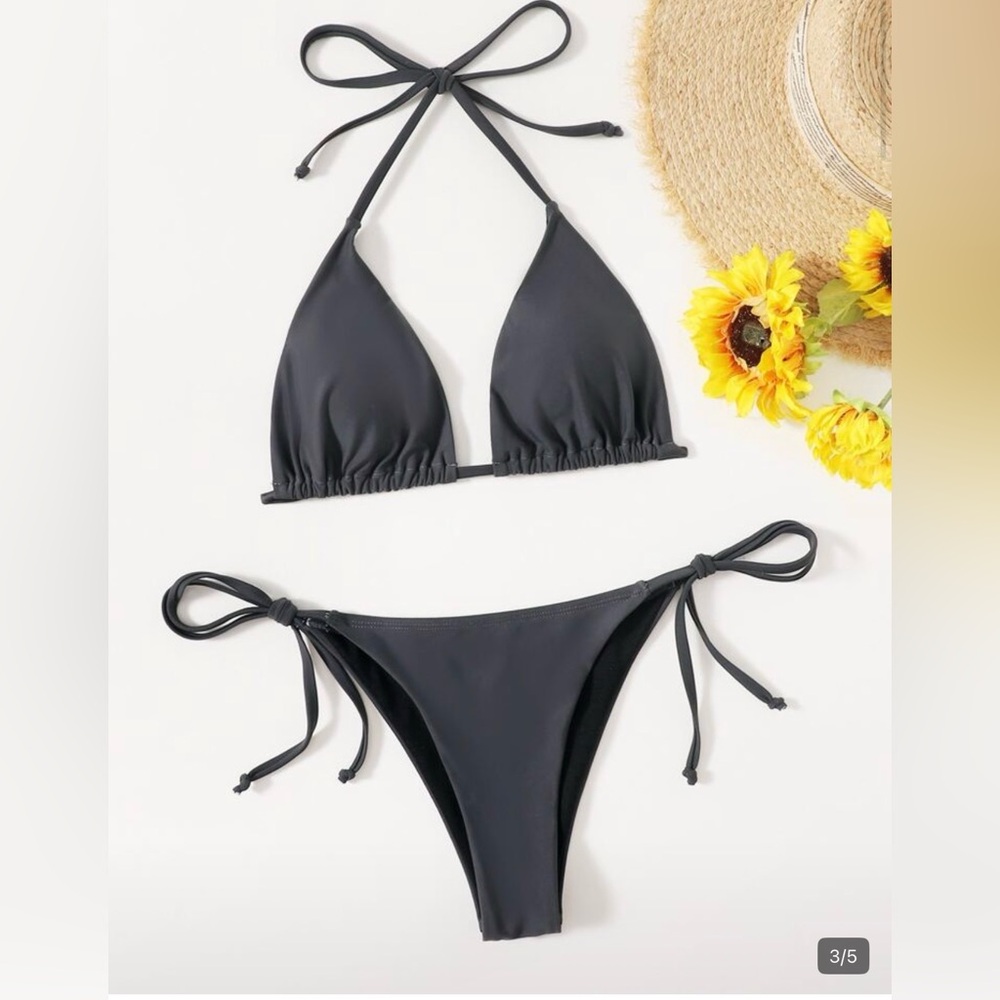 Charcoal grey string bikini